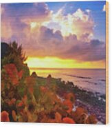 Sunset On Little Cayman Wood Print