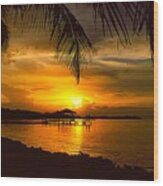 Sunset On Roatan Wood Print