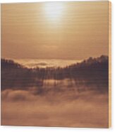 Sunset Over A Sea Of Clouds Wood Print