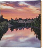 Sunset Over The American River Wood Print