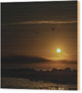 Sunset Over The Ocean Wood Print