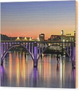 Sunset Over The Tennessee River At Knoxville, Tn Wood Print