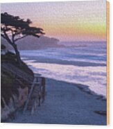 Sunset Painting At Carmel Beach Wood Print