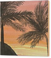 Sunset Palm Trees Wood Print