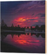 Sunset Red Reflection Wood Print