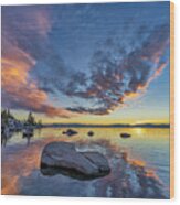 Sunset Reflection, Lake Tahoe Wood Print