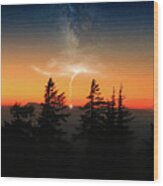 Sunset Under The Milky Way Wood Print