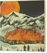 Sunset Volcanic Eruption Painting # 297 Wood Print