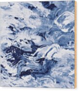 Surfing The Waves Of The Ocean Abstract Contemporary Art I Wood Print