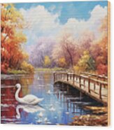 The Swan In Autumn Wood Print