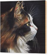 Sweet Calico Cat In Profile Wood Print