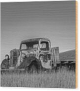 Sweet Old Truck, Black And White Wood Print