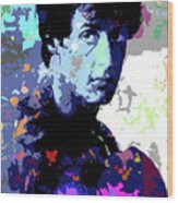 Sylvester Stallone Psychedelic Portrait Wood Print