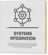 Systems Integration Vector Line Icon - Simple Thin Line Icon, Premium Quality Design Element Wood Print