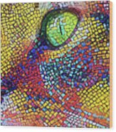 Tabby Cat Colorful Mosaic Wood Print