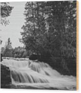 Tahquamenon Falls Lower Black And White Wood Print