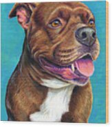Tallulah The Staffordshire Bull Terrier Dog Wood Print