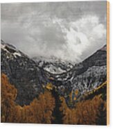 Telluride In Autumn Snow Wood Print