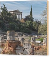 Temple Of Hephaestus Over The Ancient Agora Rubble Athens Wood Print