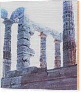Temple Of Poseidon Wood Print