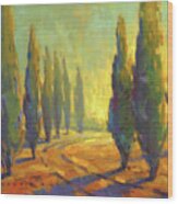 Cypress Sunset Wood Print