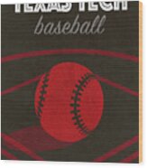 Texas Tech College Baseball Sports Vintage Poster Wood Print