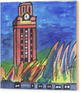 Texas Ut Tower Wood Print