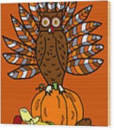Thanksgiving Owl Wood Print