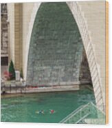 The Aare River Swimmers And Pont De Nydegg Bridge Wood Print