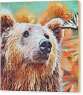 The Bear And The Butterfly Wood Print