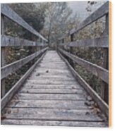 The Bridge Into The Fog Wood Print