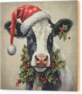 The Christmas Cow Wood Print