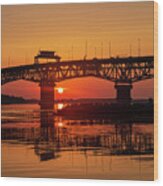 The Coleman Bridge At Sunrise Wood Print