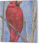 Red Watercolor Cardinal -the Emperor Wood Print