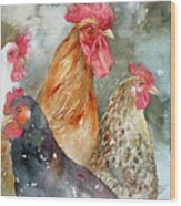The Flock_chickens Wood Print