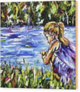 The Girl By The River Wood Print
