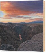 The Gorge Bridge With A Nm Sunset 2 Wood Print