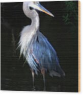 The Great Heron Wood Print