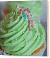 The Green Cupcake Wood Print