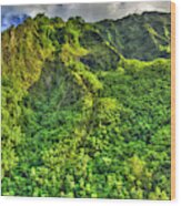 Oahu Hawaii Stairway To Heaven The Haiku Stairs Seascape Landscape Art Wood Print