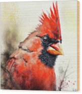 The Handsome Cardinal Wood Print