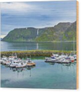 The Harbor In Honningsvag, Norway Wood Print