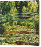 The Japanese Footbridge And The Water Lily Pool, Giverny - By Claude Monet - Digital Enhancement Wood Print