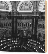 The Library Of Congress Bw Wood Print