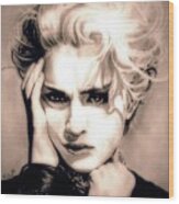 The Material Girl - Madonna - Sepia Edition Wood Print