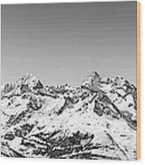 The Matterhorn And Swiss Mountains Panorama Bw Wood Print