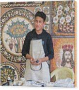 The Mosaic Man, Madaba, Jordan Wood Print