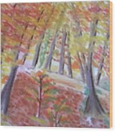 The Narrow Path Abstract Pastel Autumn Nature Scene Wood Print