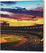 The Oakland-alameda County Coliseum In Sunset Light Wood Print