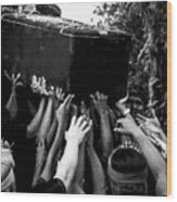 Hands Of A Prayer - Cremation Ceremony, Bali, Indonesia Wood Print